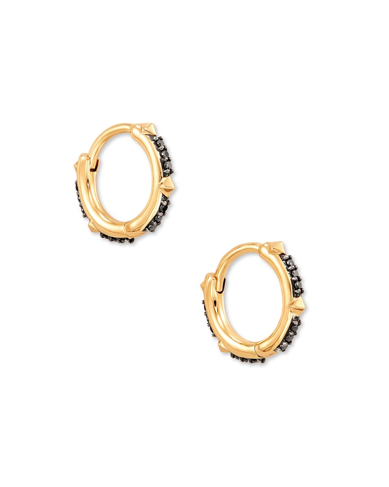Jett 14k Yellow Gold Huggie Earrings in Black Diamond image number 0